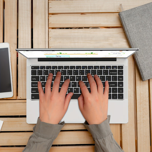 KurieTim 14.1" Laptop with 1920x1080 FHD IPS LCD | Intel Celeron N4020 (Up to 2.9GHz), 8GB DDR4 RAM, 256GB SSD, WiFi, Webcam, USB3.0, Dual-Purpose Battery